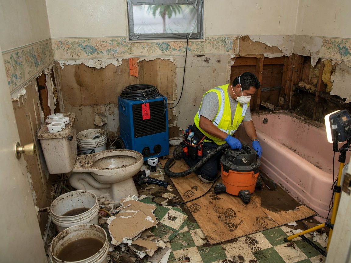 Flood Damage Bathroom Restoration in Los Angeles, CA